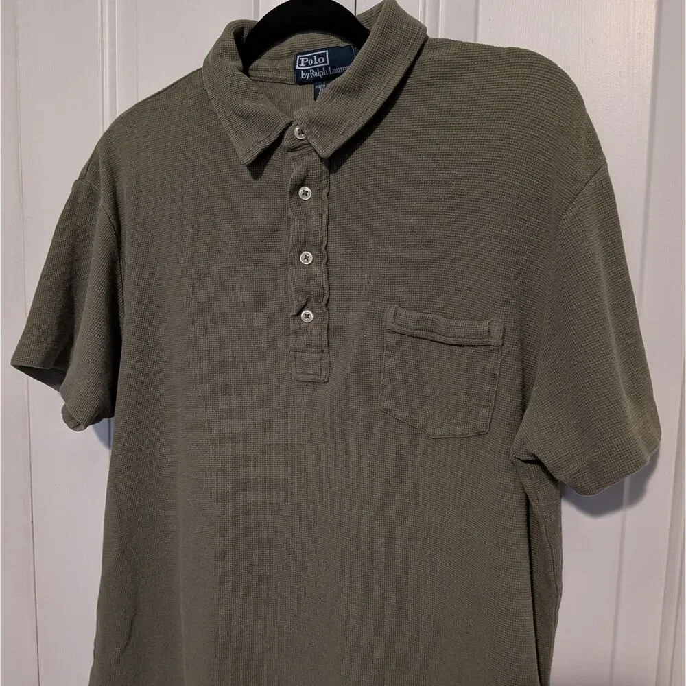 Polo by Ralph Lauren men’s waffle-knit polo shirt classic/older RL feel Sz Large